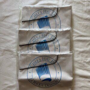 Chef’s Hat Bistro Aprons Set of 3 White Server Waist Aprons Fold Over Flap NEW